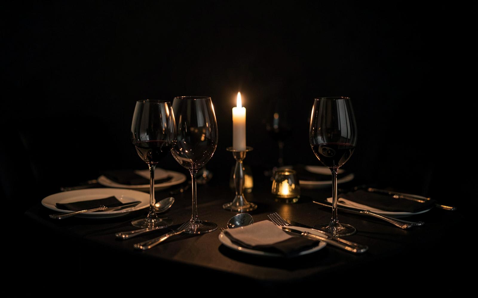 Candlelit table setting