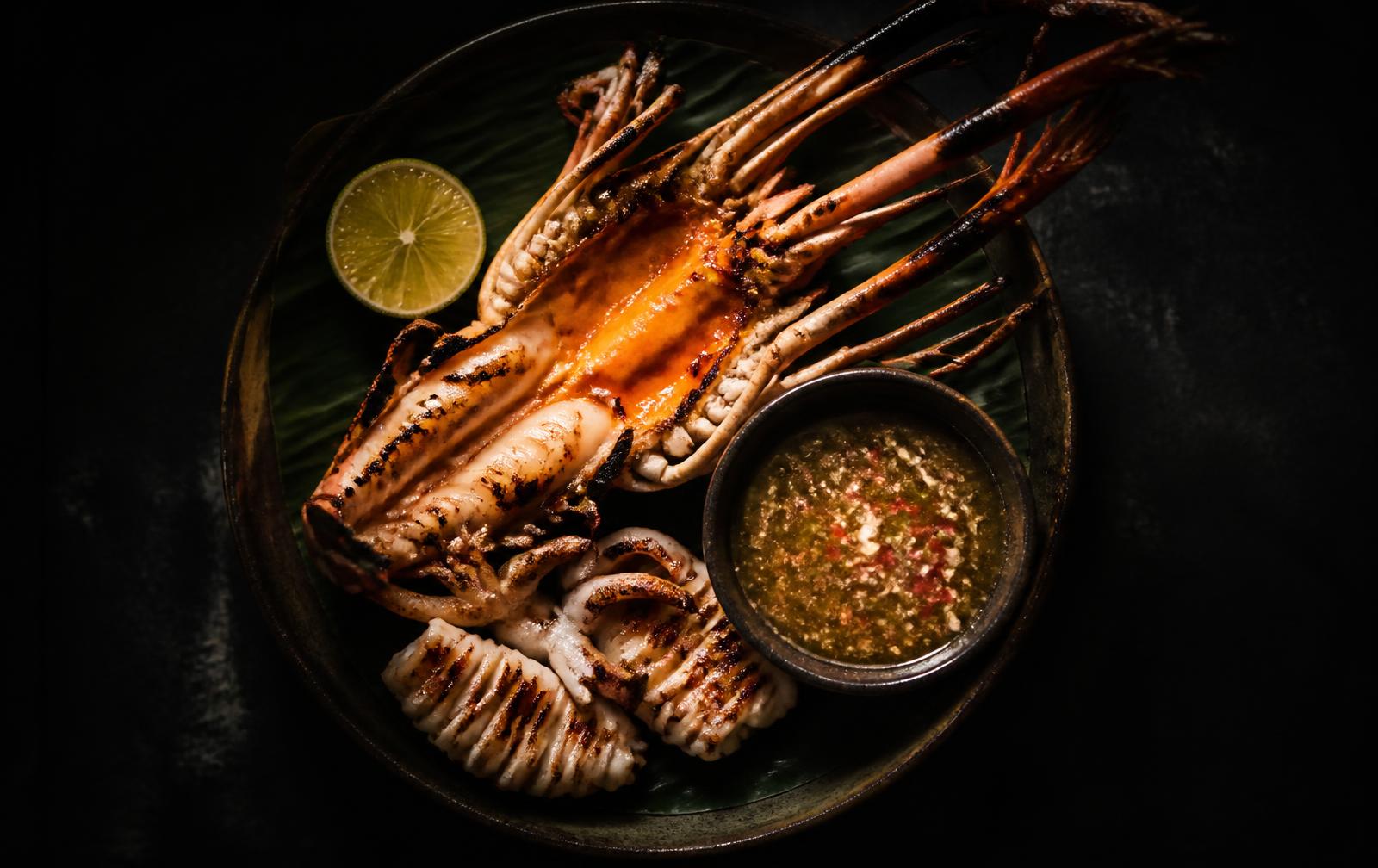 Grilled Thai seafood platter